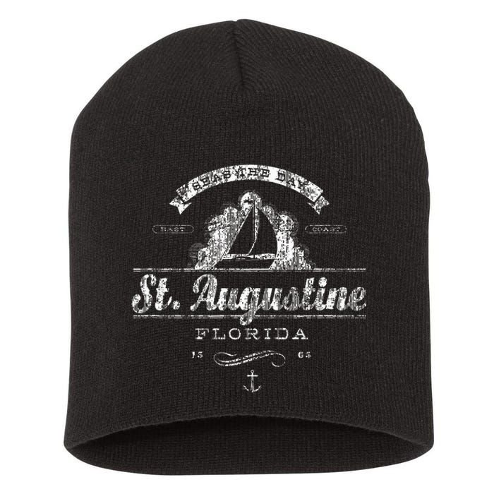 St. Augustine Fl Sailboat Vintage Nautical Short Acrylic Beanie