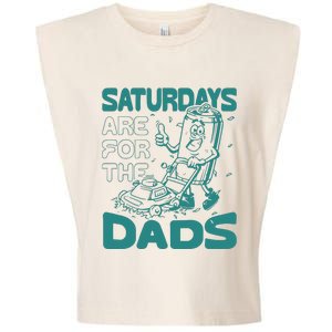 Saturdays Are For The Dads Mow Garment-Dyed Women's Muscle Tee