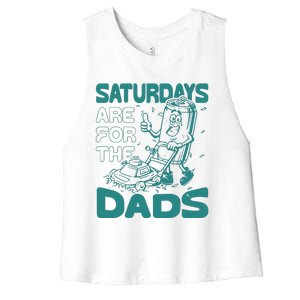 Saturdays Are For The Dads Mow Women's Racerback Cropped Tank