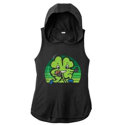 Shamrock American Football St Patricks Day Gift Ladies PosiCharge Tri-Blend Wicking Draft Hoodie Tank