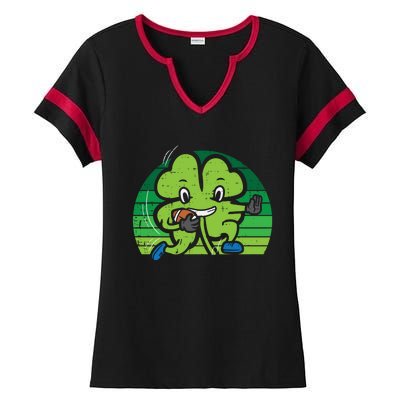 Shamrock American Football St Patricks Day Gift Ladies Halftime Notch Neck Tee