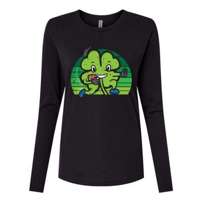 Shamrock American Football St Patricks Day Gift Womens Cotton Relaxed Long Sleeve T-Shirt