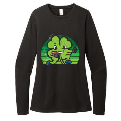 Shamrock American Football St Patricks Day Gift Womens CVC Long Sleeve Shirt