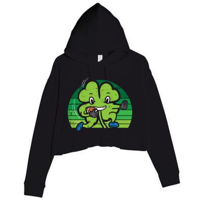 Shamrock American Football St Patricks Day Gift Crop Fleece Hoodie