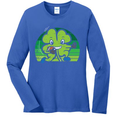 Shamrock American Football St Patricks Day Gift Ladies Long Sleeve Shirt