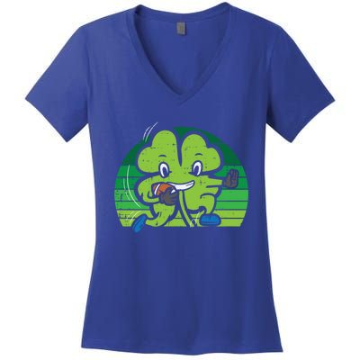 Shamrock American Football St Patricks Day Gift Women's V-Neck T-Shirt