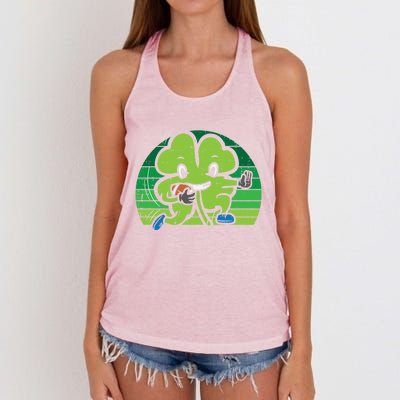 Shamrock American Football St Patricks Day Gift Women's Knotted Racerback Tank