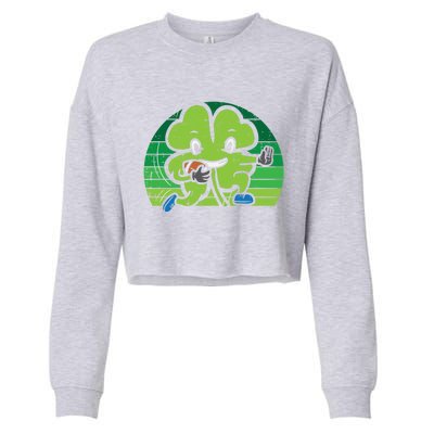 Shamrock American Football St Patricks Day Gift Cropped Pullover Crew