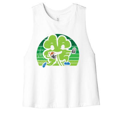 Shamrock American Football St Patricks Day Gift Women's Racerback Cropped Tank