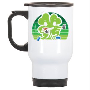 Shamrock American Football St Patricks Day Gift Stainless Steel Travel Mug