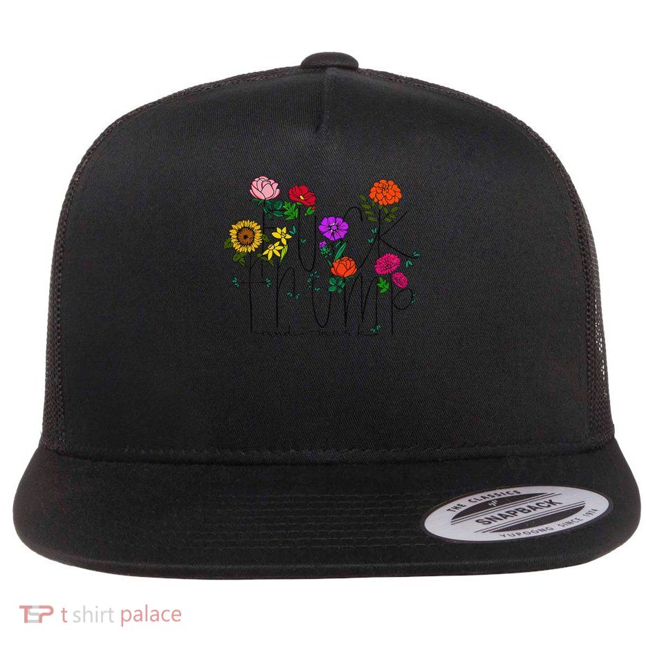 Subtle Anti-Trump Floral Flowers Activist Resist Protest Flat Bill Trucker Hat