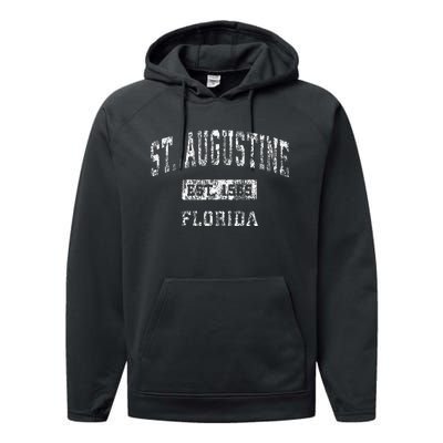 St. Augustine Florida Fl Vintage Established Performance Fleece Hoodie