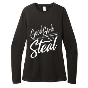 Softball Art For Women Good Girl Steal Baseball Pitcher Womens CVC Long Sleeve Shirt