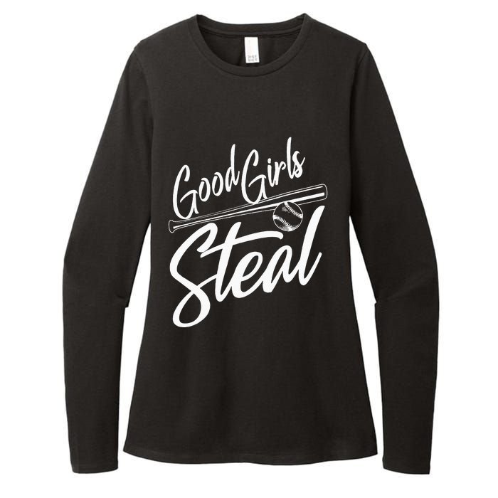 Softball Art For Women Good Girl Steal Baseball Pitcher Womens CVC Long Sleeve Shirt