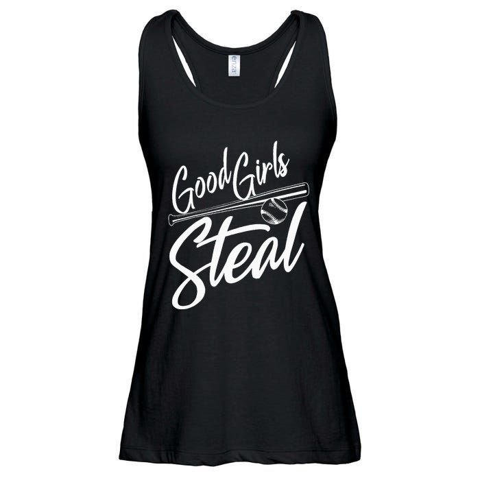 Softball Art For Women Good Girl Steal Baseball Pitcher Ladies Essential Flowy Tank