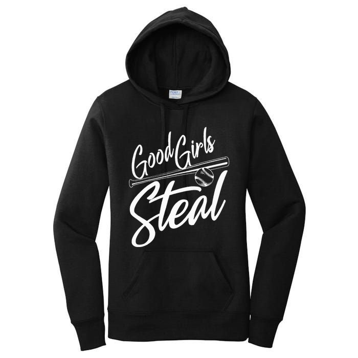 Softball Art For Women Good Girl Steal Baseball Pitcher Women's Pullover Hoodie