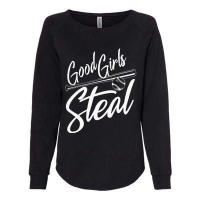 Softball Art For Women Good Girl Steal Baseball Pitcher Womens California Wash Sweatshirt