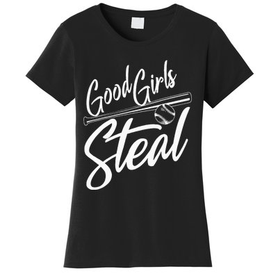 Softball Art For Women Good Girl Steal Baseball Pitcher Women's T-Shirt