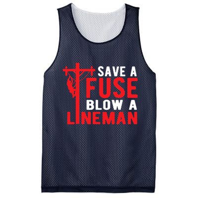 Save A Fuse Blow A Lineman Funny Lineman Mesh Reversible Basketball Jersey Tank