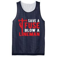 Save A Fuse Blow A Lineman Funny Lineman Mesh Reversible Basketball Jersey Tank