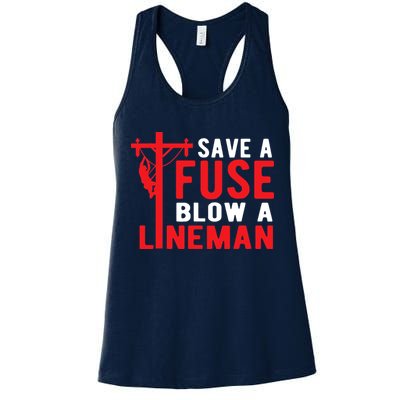 Save A Fuse Blow A Lineman Funny Lineman Womens Tank Top