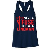 Save A Fuse Blow A Lineman Funny Lineman Womens Tank Top