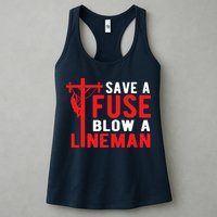Save A Fuse Blow A Lineman Funny Lineman Womens Tank Top