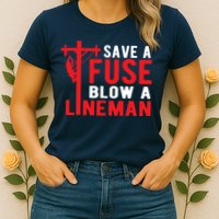 Save A Fuse Blow A Lineman Funny Lineman Womens T-Shirt