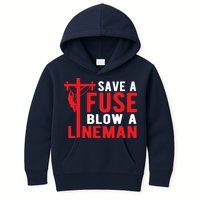 Save A Fuse Blow A Lineman Funny Lineman Kids Hoodie