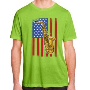 Saxophone American Flag 4th Of July Musical Instrut Cool Gift Adult ChromaSoft Performance T-Shirt