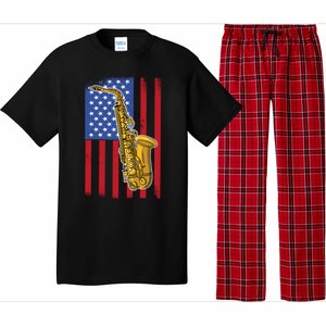 Saxophone American Flag 4th Of July Musical Instrut Cool Gift Pajama Set