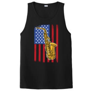 Saxophone American Flag 4th Of July Musical Instrut Cool Gift PosiCharge Competitor Tank