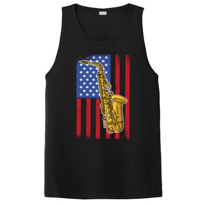 Saxophone American Flag 4th Of July Musical Instrut Cool Gift PosiCharge Competitor Tank