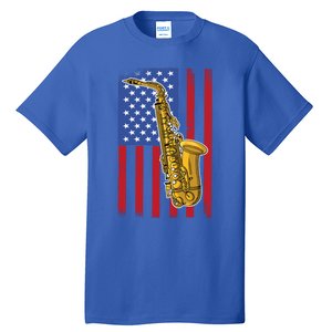 Saxophone American Flag 4th Of July Musical Instrut Cool Gift Tall T-Shirt