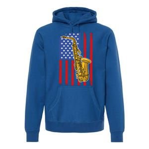 Saxophone American Flag 4th Of July Musical Instrut Cool Gift Premium Hoodie