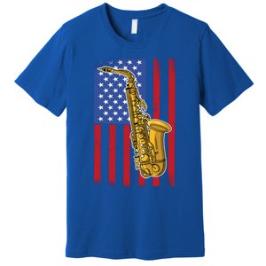 Saxophone American Flag 4th Of July Musical Instrut Cool Gift Premium T-Shirt