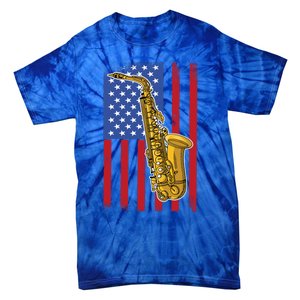 Saxophone American Flag 4th Of July Musical Instrut Cool Gift Tie-Dye T-Shirt