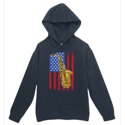 Saxophone American Flag 4th Of July Musical Instrut Cool Gift Urban Pullover Hoodie