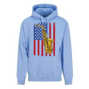 Saxophone American Flag 4th Of July Musical Instrut Cool Gift Unisex Surf Hoodie