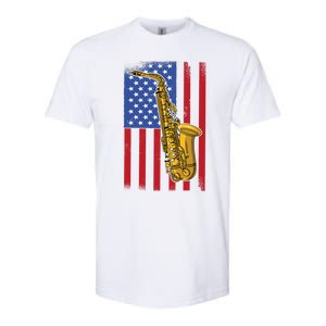 Saxophone American Flag 4th Of July Musical Instrut Cool Gift Softstyle CVC T-Shirt