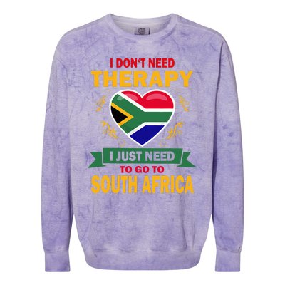 South African Flag Vacation Gift Therapy Funny South Africa Colorblast Crewneck Sweatshirt