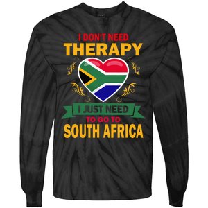 South African Flag Vacation Gift Therapy Funny South Africa Tie-Dye Long Sleeve Shirt