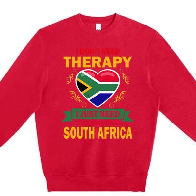 South African Flag Vacation Gift Therapy Funny South Africa Premium Crewneck Sweatshirt