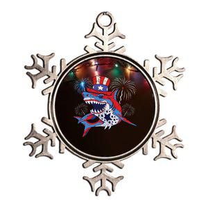 Shark American Flag 4th Of July Jawsome Patriotic Animal Metallic Star Ornament