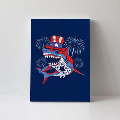 Shark American Flag 4th Of July Jawsome Patriotic Animal Canvas