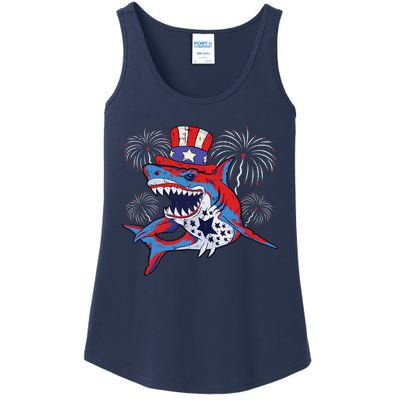 Shark American Flag 4th Of July Jawsome Patriotic Animal Ladies Essential Tank