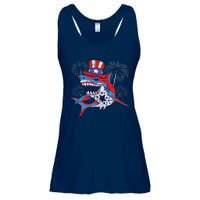 Shark American Flag 4th Of July Jawsome Patriotic Animal Ladies Essential Flowy Tank