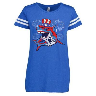 Shark American Flag 4th Of July Jawsome Patriotic Animal Enza Ladies Jersey Football T-Shirt