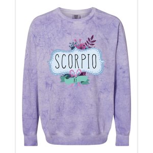 Scorpio Af Floral Label / Funny Zodiac Scorpio Birthday Funny Gift Colorblast Crewneck Sweatshirt