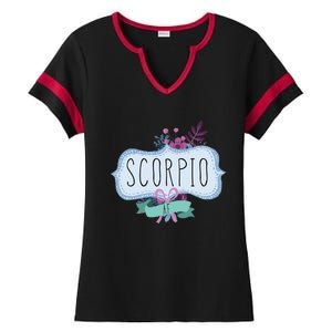 Scorpio Af Floral Label / Funny Zodiac Scorpio Birthday Funny Gift Ladies Halftime Notch Neck Tee